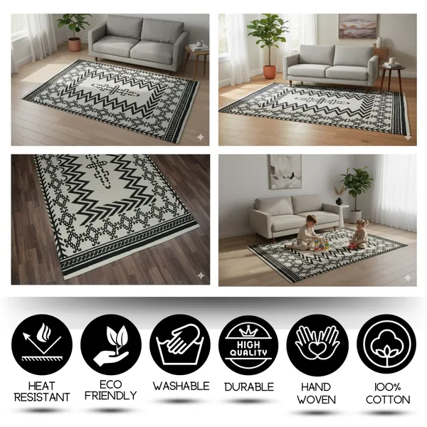 Premium_Handwoven_Rug_For_Living_Room,_Bedroom,_Kids_Room,_etc._Size-_4X6_Feet,_Color-_White-Black
