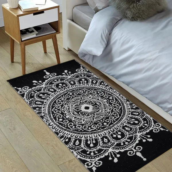 Premium_Handwoven_Runner_Rug_for_Living_Room,_Bedroom,_Kitchen,_etc._2.4X5_Feet._7_mm_Thickness,_Black-White