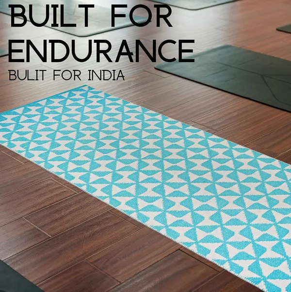 Turquoise_Handmade_Knitted_Strong_Anti-Slip_Backing_Cotton_Yoga_Mat_With_Carry_Bag_&_Strap_(2_X_6_Feet_|_8_Mm_Thick)