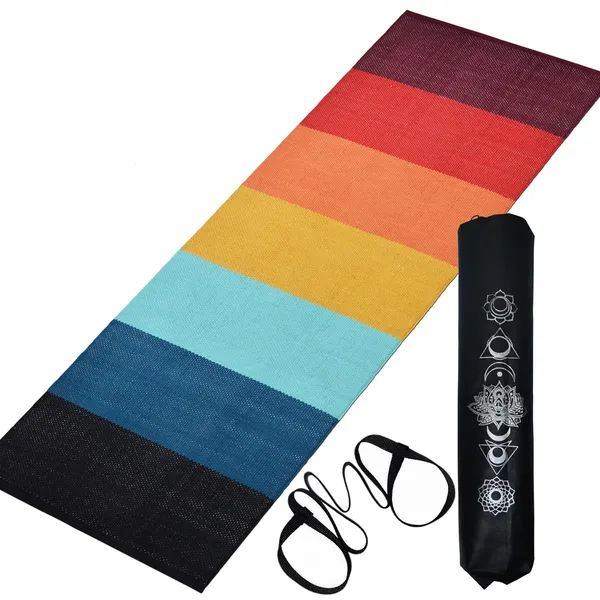 Multicolor_Handmade_Knitted_Strong_Anti-Slip_Backing_Cotton_Yoga_Mat_With_Carry_Bag_&_Strap_(2_X_6_Feet_|_8_Mm_Thick)