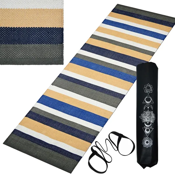 Multicolor_Handmade_Knitted_Strong_Anti-Slip_Backing_Cotton_Yoga_Mat_With_Carry_Bag_&_Strap_(2_X_6_Feet_|_8_Mm_Thick)