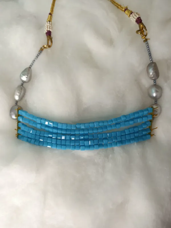 Blue_&_White_Premium_Square_Bead_Pearl_Choker_For_Women_&_Girls