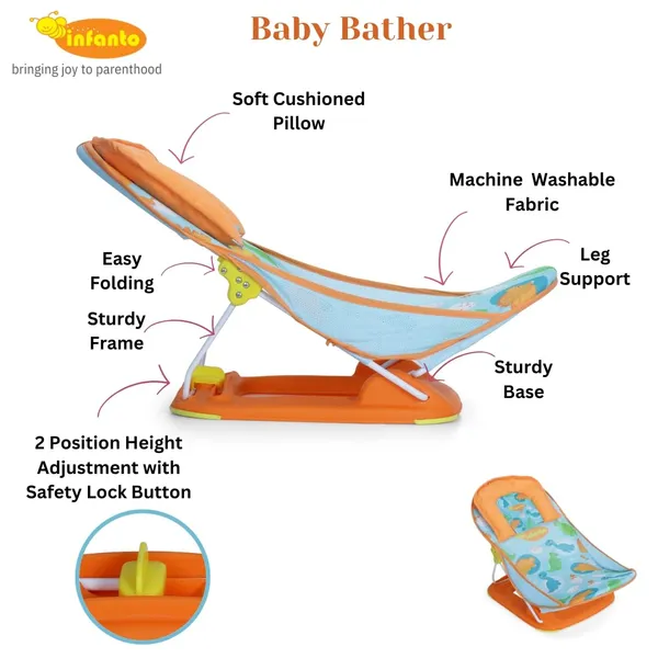 Orange_Metal,_Plastic_&_Polycotton_Baby_Bather_For_Kids