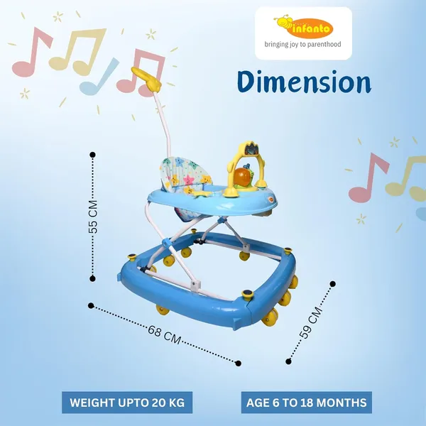 Blue_Iron/Metal_&_Fabric_Baby_Walker_For_Kids