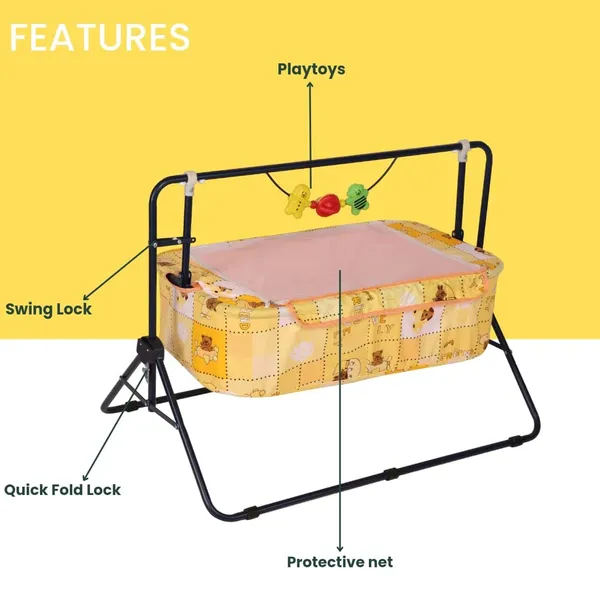 Peach_Metal_&_Fabric_Cradle_For_Kids