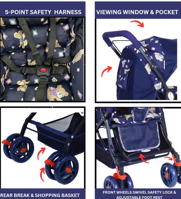 Blue_Metal,_Polyester_&_Polycotton_Stroller_For_Kids