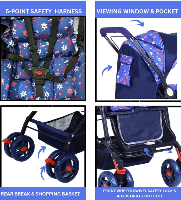 Blue_Metal,_Polyester_&_Polycotton_Stroller_For_Kids