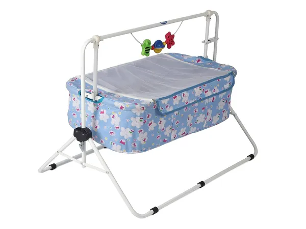 Light_Blue_Metal_&_Fabric_Cradle_For_Kids