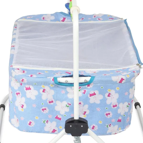Light_Blue_Metal_&_Fabric_Cradle_For_Kids