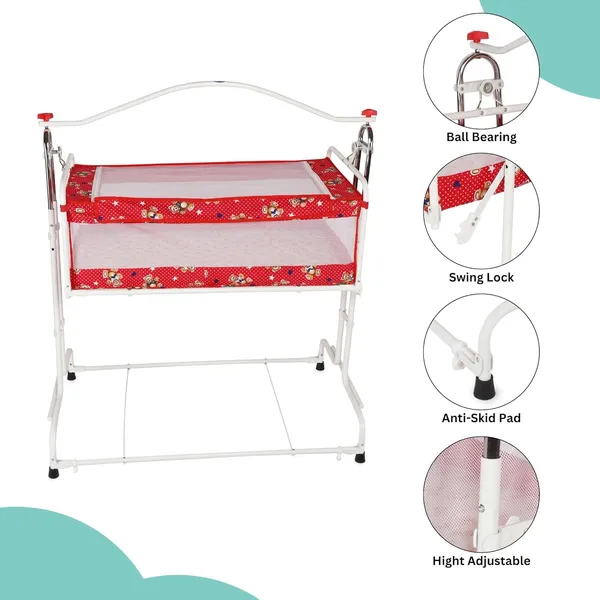 Red_Steel_&_Mesh_Cradle_For_Kids