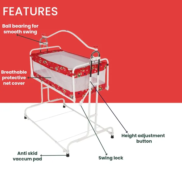 Red_Steel_&_Mesh_Cradle_For_Kids