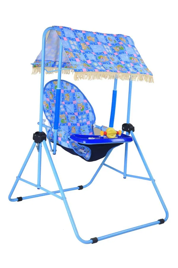 Blue_Plastic,_Metal_&_Polycotton_Baby_Swing_For_Kids