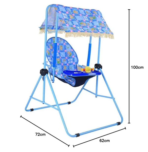 Blue_Plastic,_Metal_&_Polycotton_Baby_Swing_For_Kids