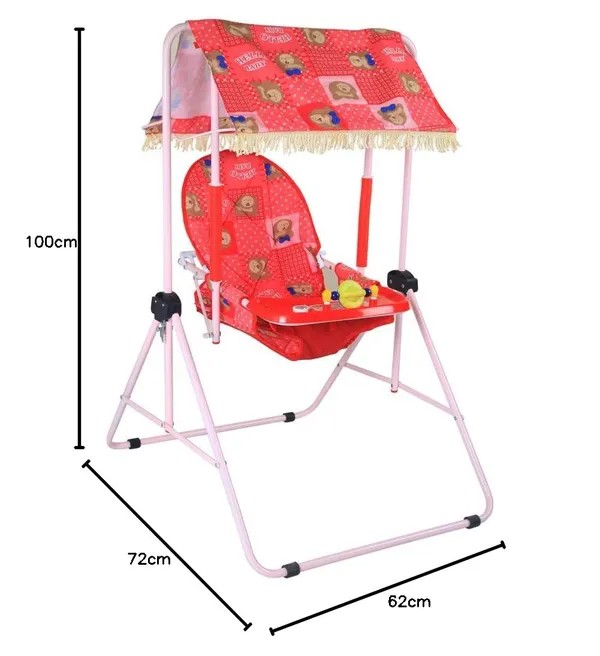 Red_Plastic_&_Steel_Baby_Swing_For_Kids