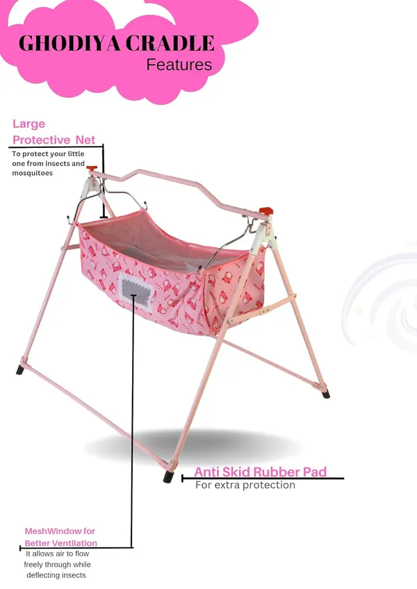 Pink_Plastic,_Metal_&_Fabric_Cradle_For_Kids