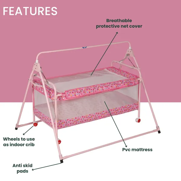Pink_Metal_&_Fabric_Cradle_For_Kids