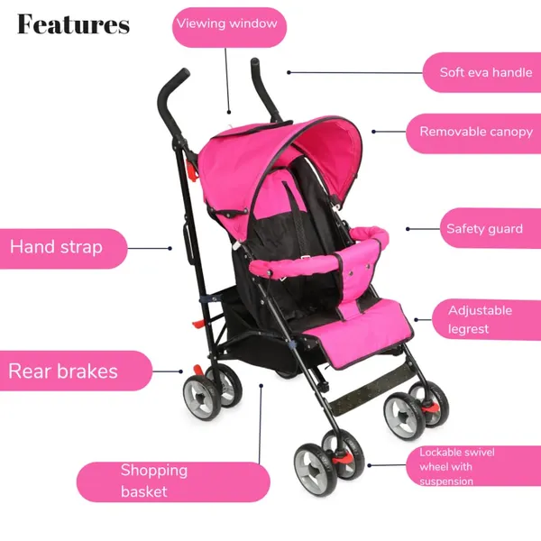 Pink_Metal_&_Polyester_Stroller_For_Kids