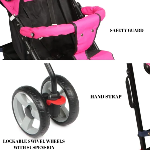Pink_Metal_&_Polyester_Stroller_For_Kids