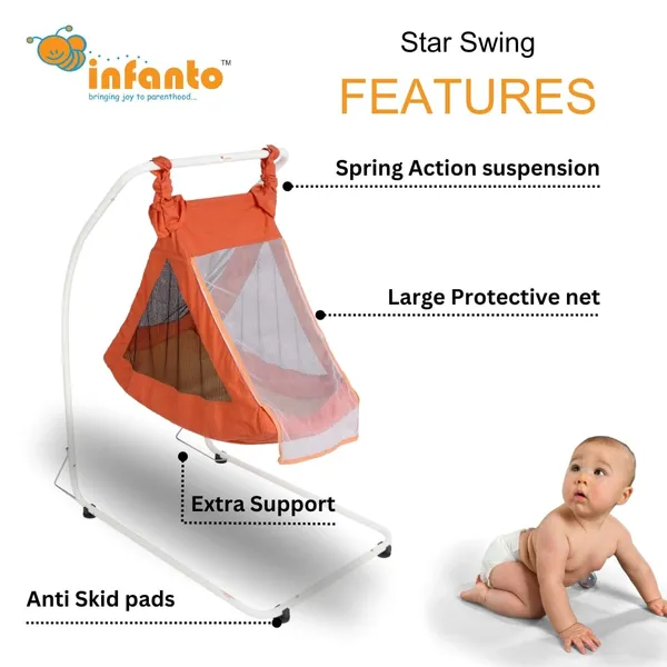 Orange_Metal_&_Fabric_Cradle_For_Kids