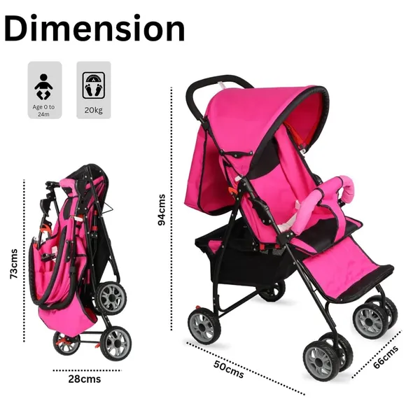 Pink_Metal_&_Polyester_Stroller_For_Kids