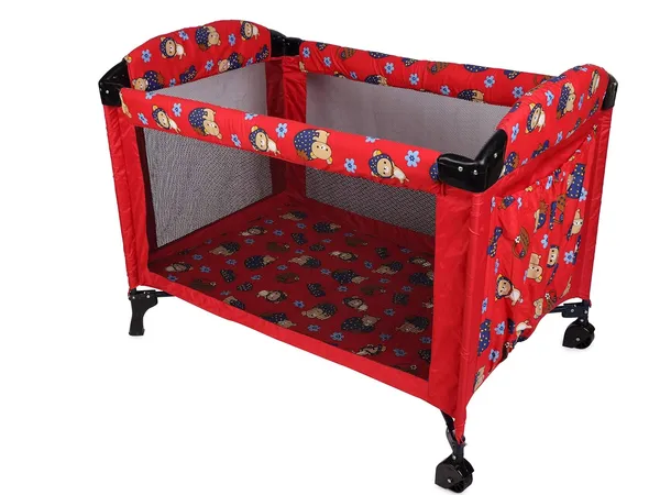 Maroon_Metal_&_Polycotton_Cot_For_Kids