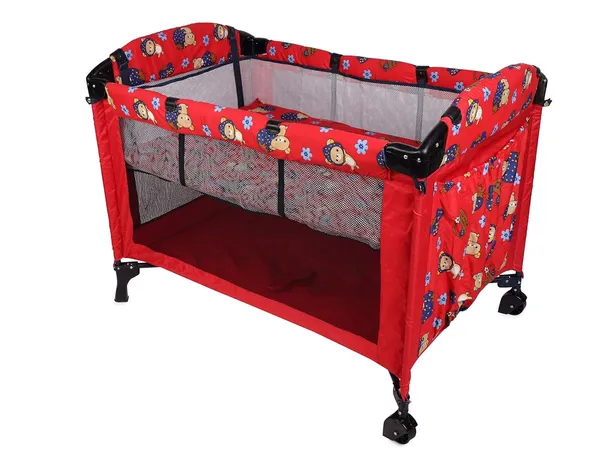 Maroon_Metal_&_Polycotton_Cot_For_Kids