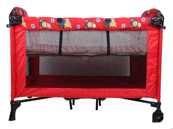 Maroon_Metal_&_Polycotton_Cot_For_Kids