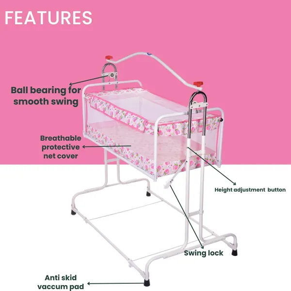 Pink_Steel_&_Mesh_Cradle_For_Kids