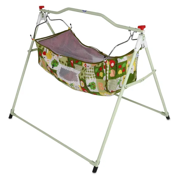 Green_Metal_&_Fabric_Cradle_For_Kids