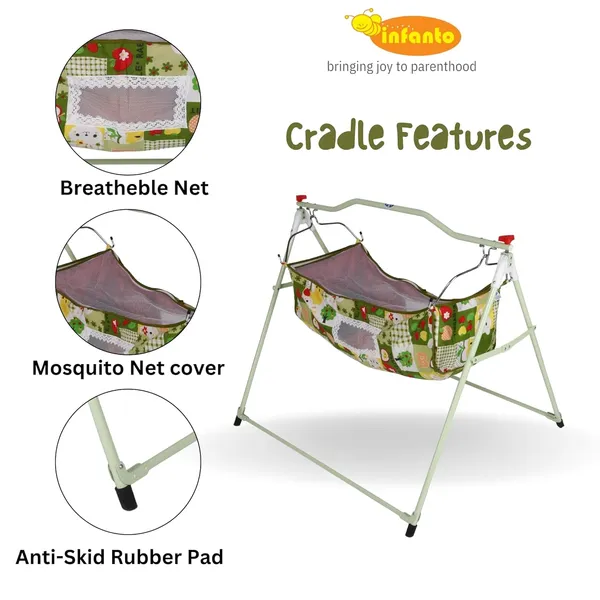 Green_Metal_&_Fabric_Cradle_For_Kids