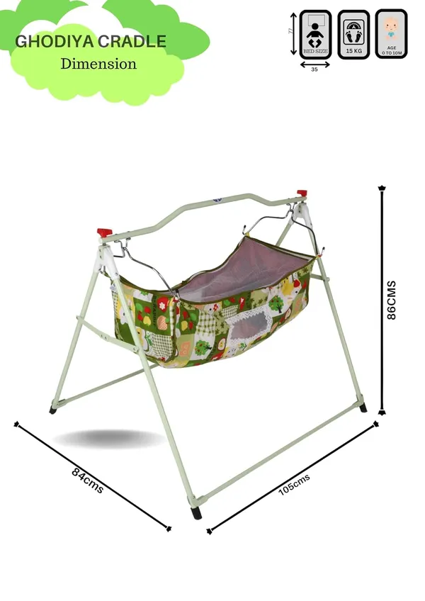 Green_Metal_&_Fabric_Cradle_For_Kids