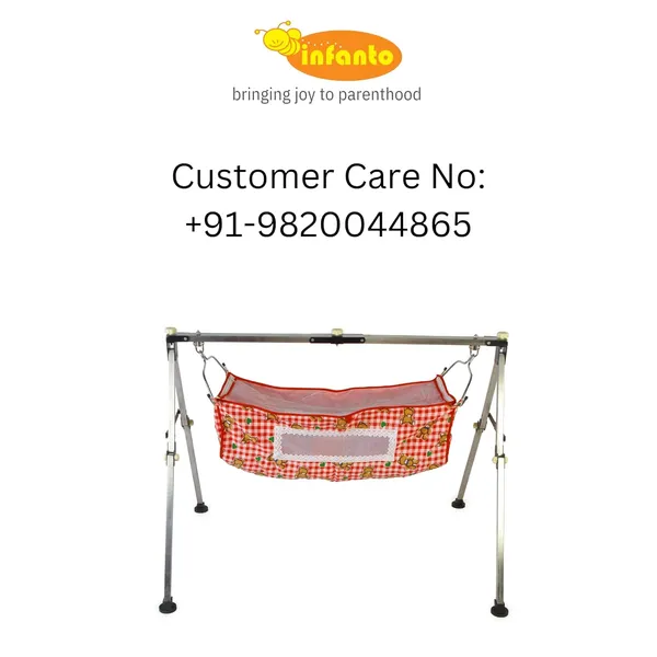 Red_Stainless_Steel_&_Fabric_Cradle_For_Kids
