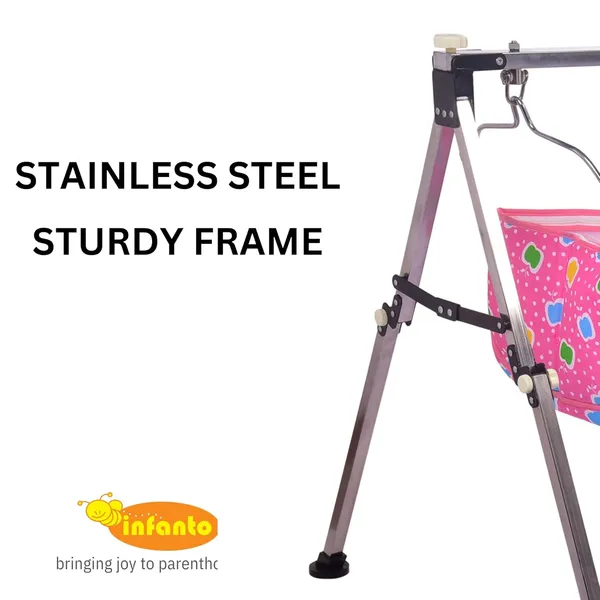 Pink_Stainless_Steel_&_Fabric_Cradle_For_Kids