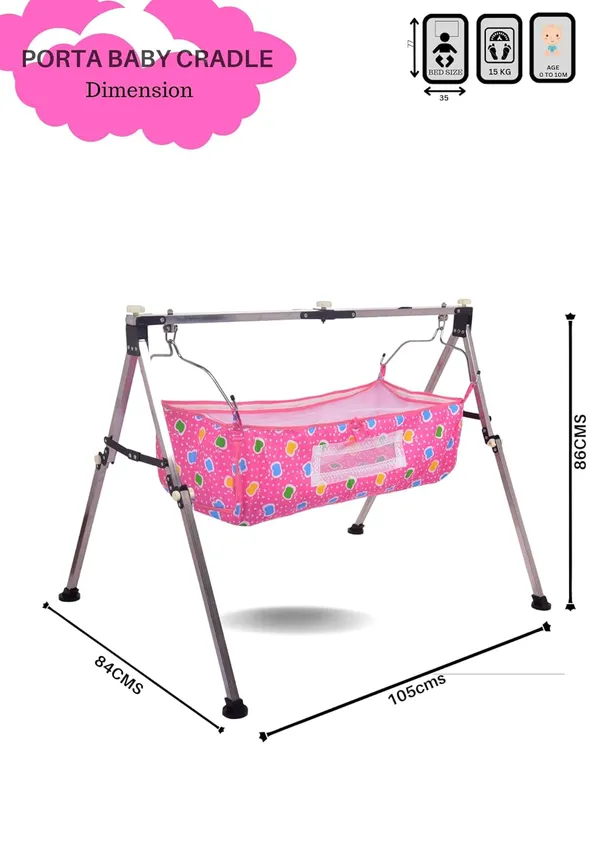 Pink_Stainless_Steel_&_Fabric_Cradle_For_Kids