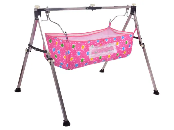 Pink_Stainless_Steel_&_Fabric_Cradle_For_Kids