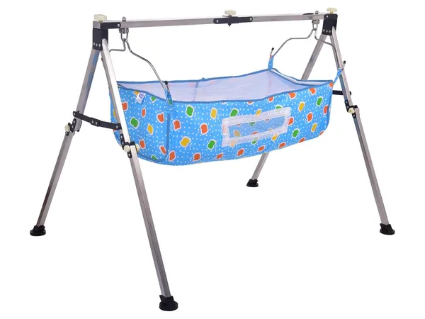 Blue_Stainless_Steel_&_Fabric_Cradle_For_Kids