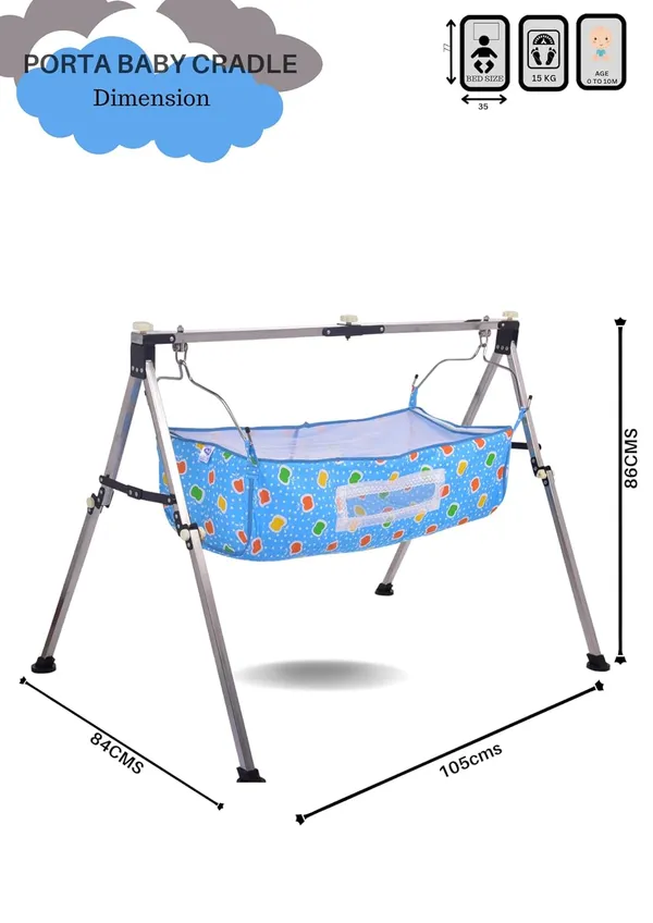Blue_Stainless_Steel_&_Fabric_Cradle_For_Kids