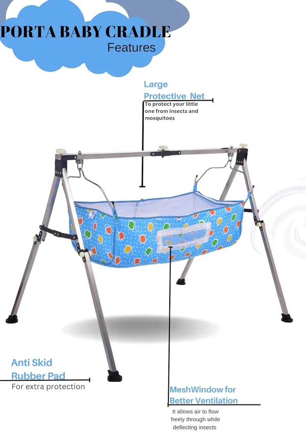 Blue_Stainless_Steel_&_Fabric_Cradle_For_Kids