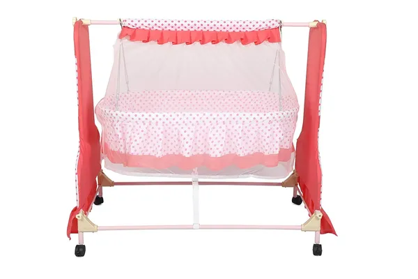 Red_Stainless_Steel_&_Mesh_Baby_Swing_For_Kids