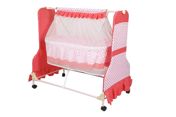 Red_Stainless_Steel_&_Mesh_Baby_Swing_For_Kids