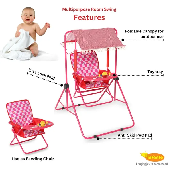 Pink_MS_Tube_&_Oxford_Cloth_Feeding_Chair_For_Kids