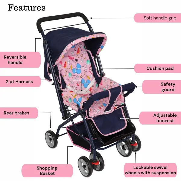 Pink_Metal_&_Polyester_Stroller_For_Kids
