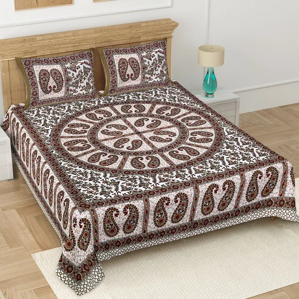 Brown_Soft_Cotton_Double_Bedsheet_With_Set_Of_2_Pillow_Covers