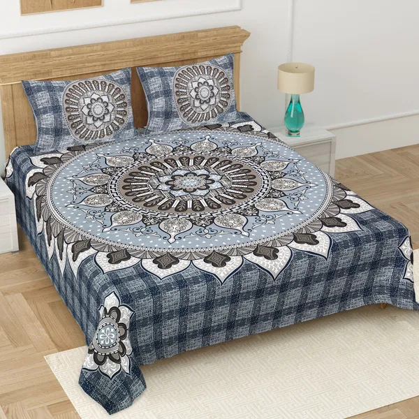 Blue_Soft_Cotton_Double_Bedsheet_With_Set_Of_2_Pillow_Covers
