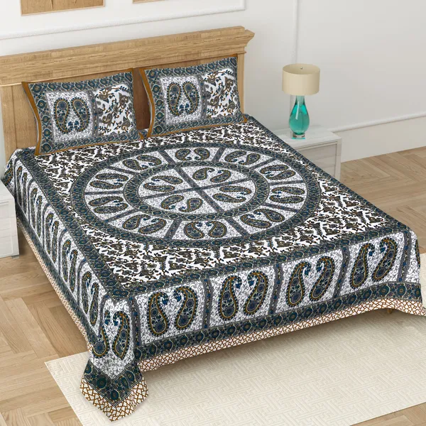 Grey_Soft_Cotton_Double_Bedsheet_With_Set_Of_2_Pillow_Covers