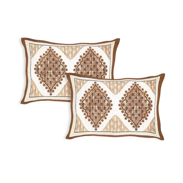 Cream-Brown_Soft_Cotton_Double_Bedsheet_With_Set_Of_2_Pillow_Covers