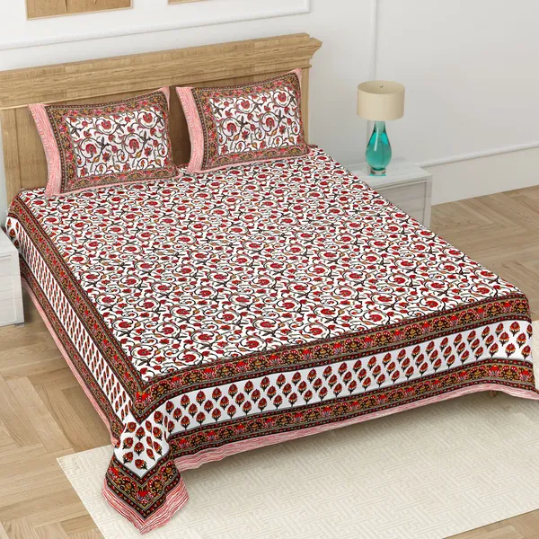 Pink-White_Soft_Cotton_Double_Bedsheet_With_Set_Of_2_Pillow_Covers