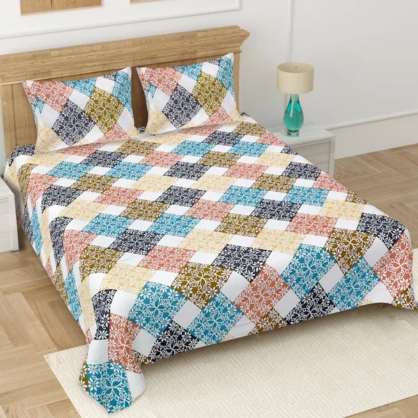 Blue_Soft_Cotton_Double_Bedsheet_With_Set_Of_2_Pillow_Covers