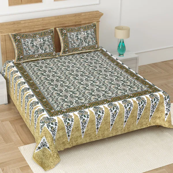 Brown-Cream_Soft_Cotton_Double_Bedsheet_With_Set_Of_2_Pillow_Covers