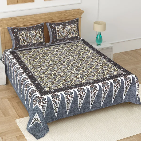 Cream_Soft_Cotton_Double_Bedsheet_With_Set_Of_2_Pillow_Covers